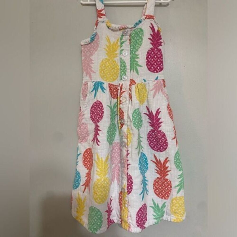 Girls size small‎ white multi colored pineapple sleeveless dress size small